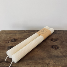 Load image into Gallery viewer, Ivory Hand Rolled Beeswax Candles (Pair)