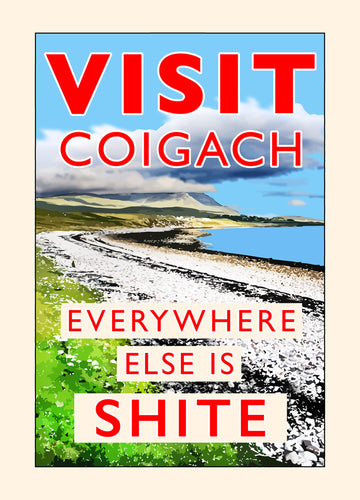 Visit Coigach postcard by Pink Rock Art