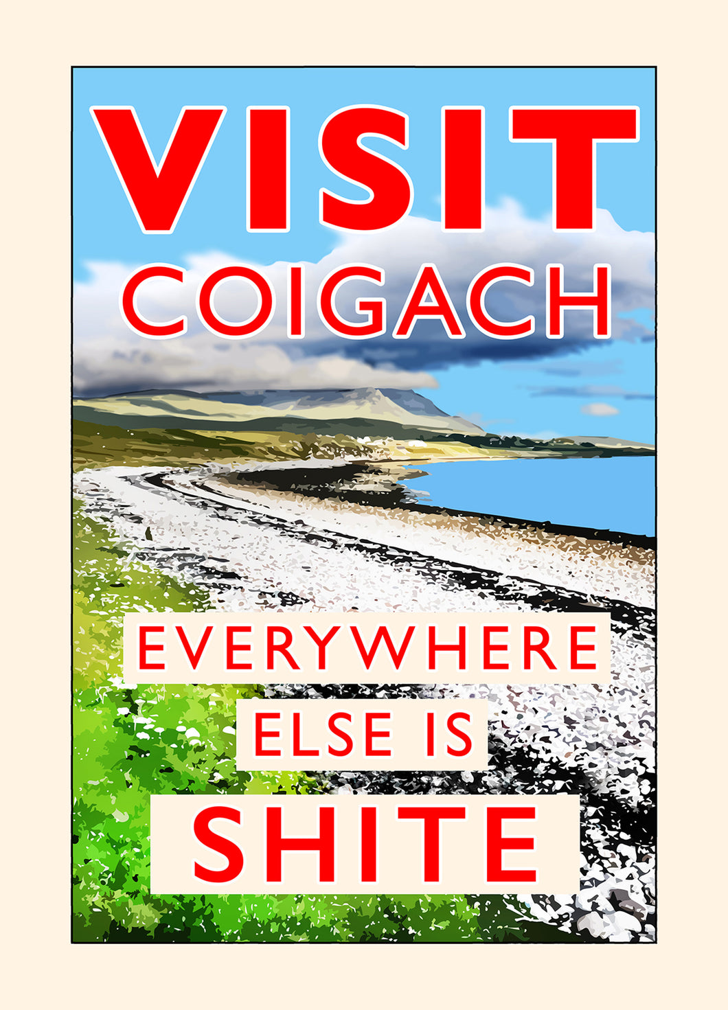 Visit Coigach postcard by Pink Rock Art