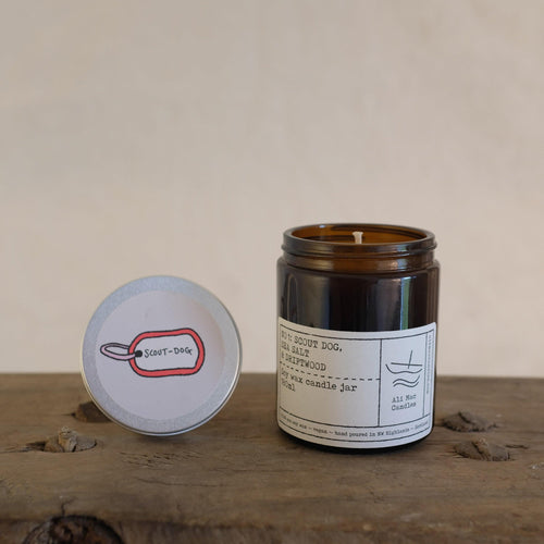 No 1: Scout Dog. Sea Salt and Driftwood, Luxury Candle Jar. - Ali Mac Candles