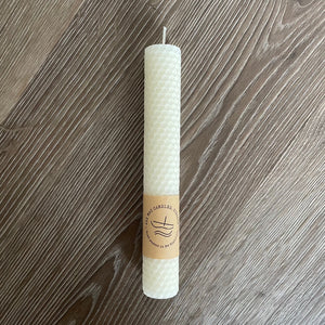 Large Natural Hand Rolled Beeswax Candle