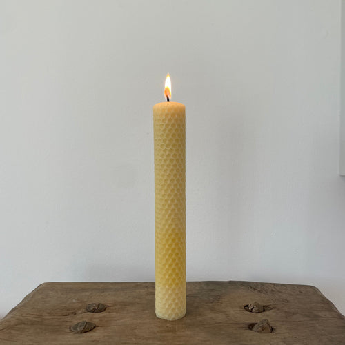 Large Natural Hand Rolled Beeswax Candle