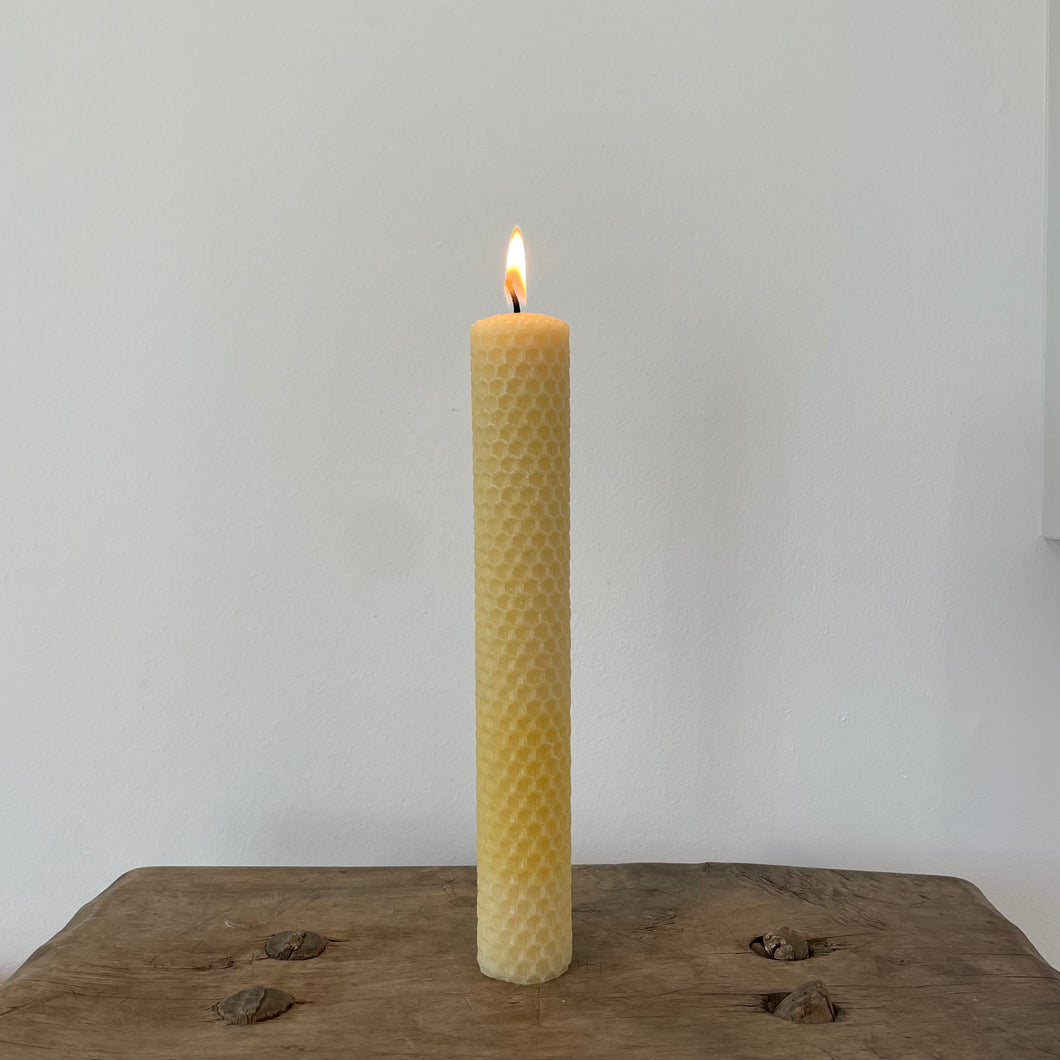 Large Natural Hand Rolled Beeswax Candle