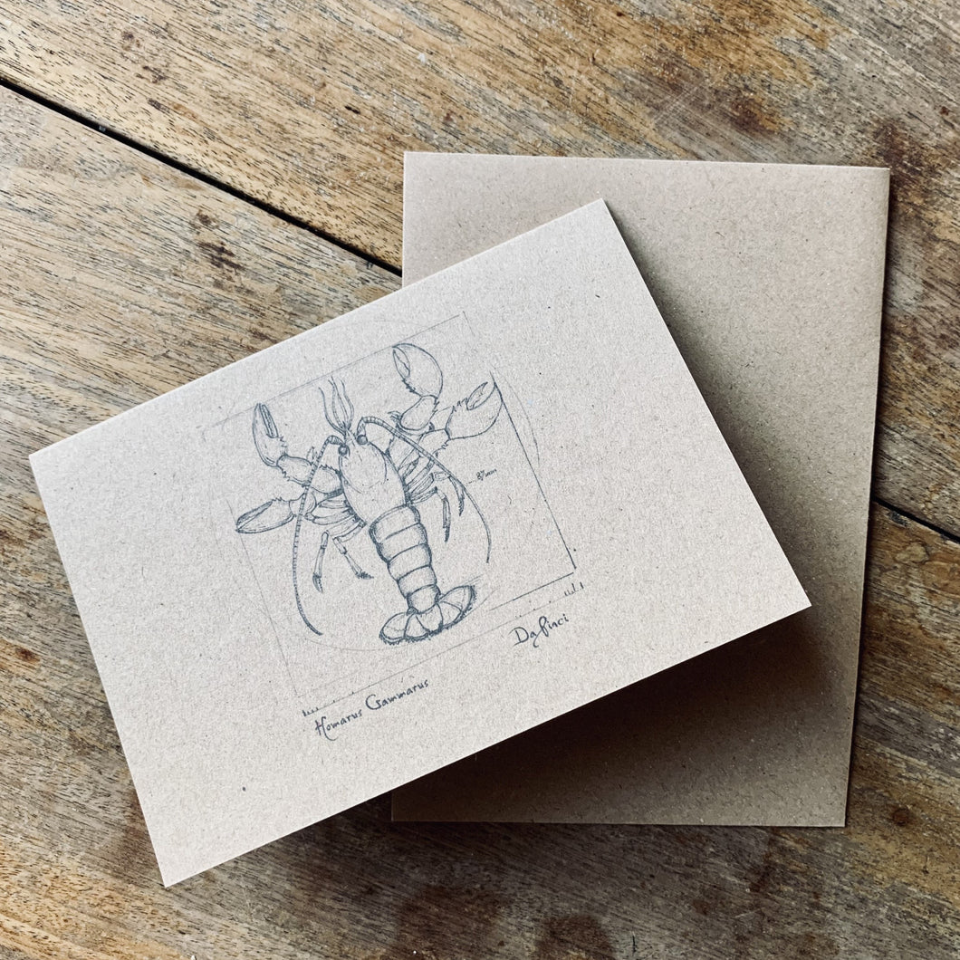Lobster (Leornardo da Pinci) Blank Greeting Card by Castaway Scotland